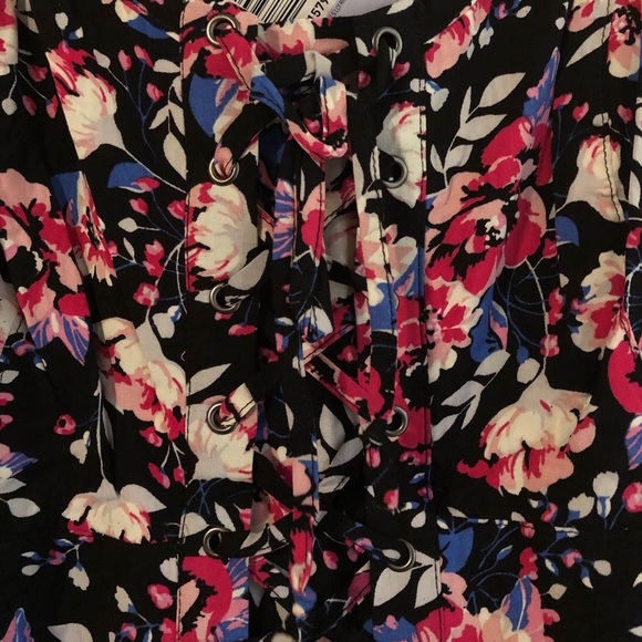 Torrid Black Floral Challis Lace-Up Dress, NWT - Picture 8 of 11